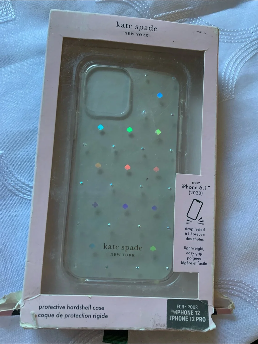 kate spade Clear Mint Iridescent Heart Dot iPhone 12/12 Pro Case